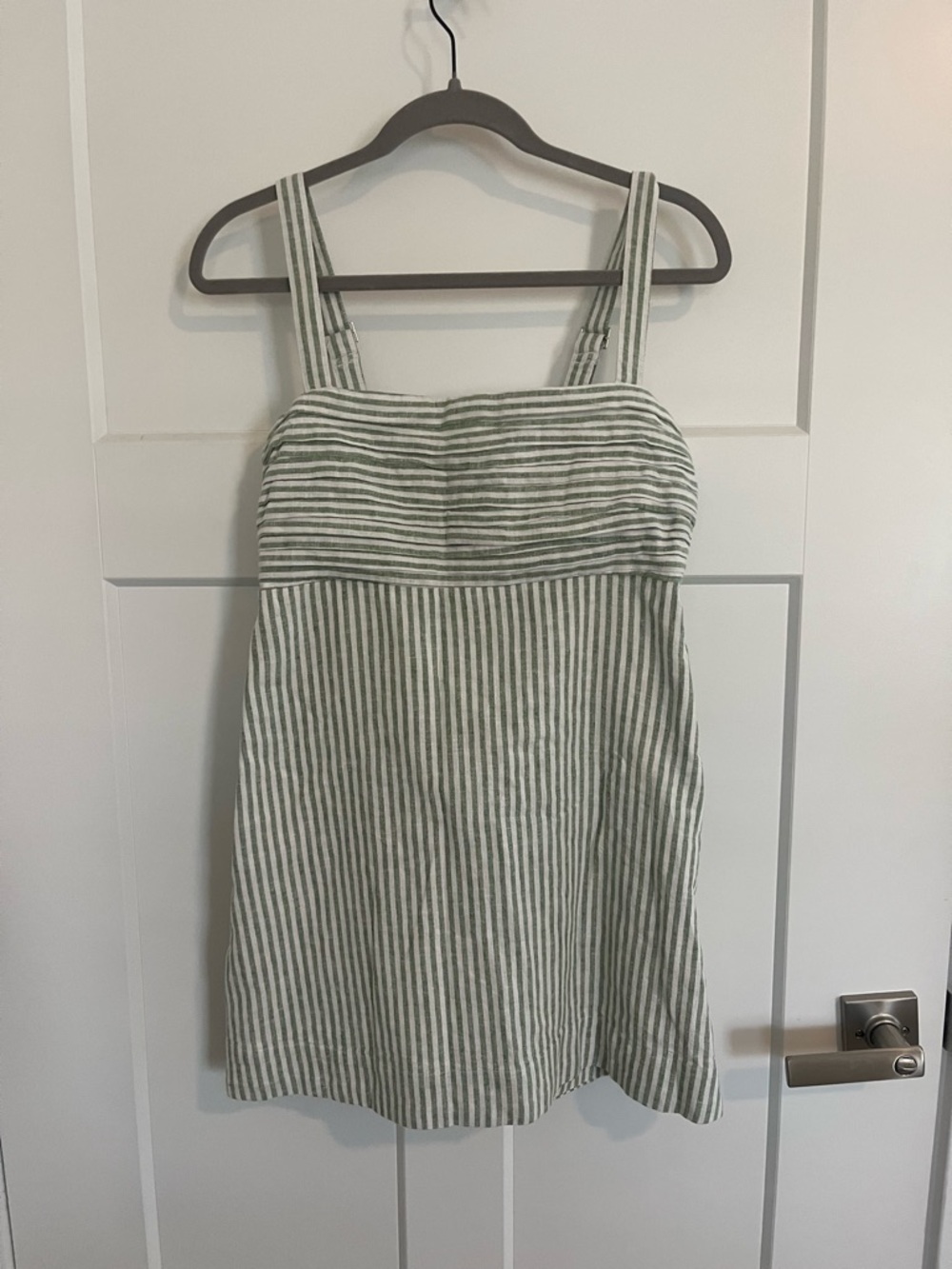 Abercrombie & Fitch Green and White Striped Sleeveless Mini romper